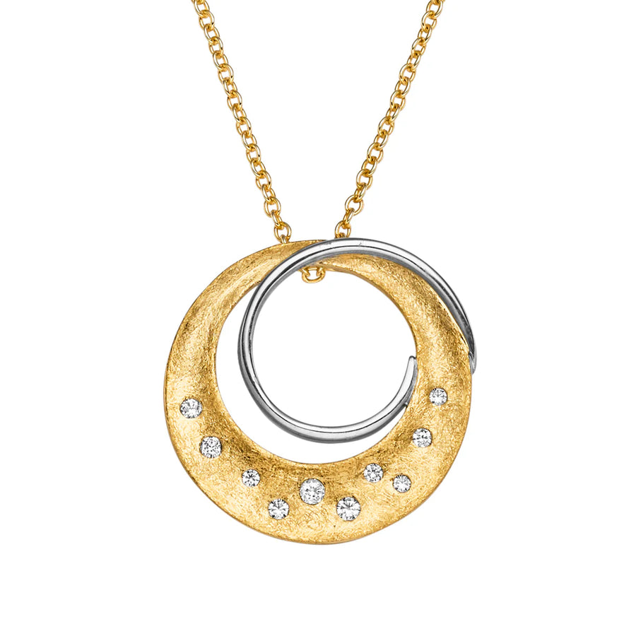 Viventy Gold Plated Drop Pendant Circle With Cz