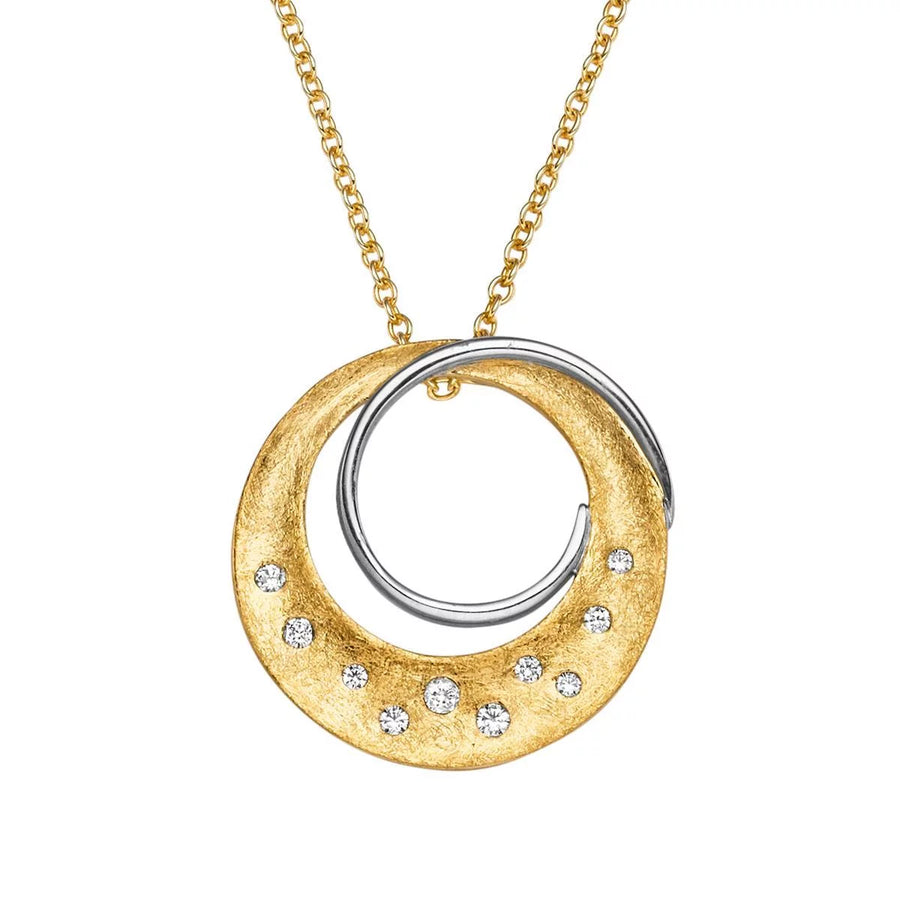 Viventy Gold Plated Drop Pendant Circle With Cz Halo