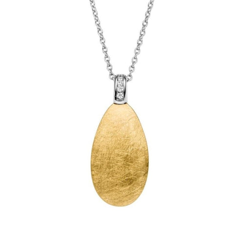 Viventy Gold Plated Drop Pendant pear With Cz Halo | Morgan Banks Jewellers Kendal