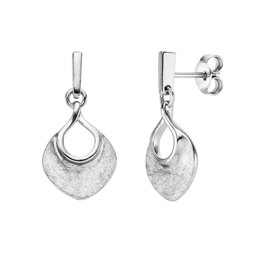Viventy silver Drop Earrings with a brushed Finished | Morgan Banks Jewellers Kendal