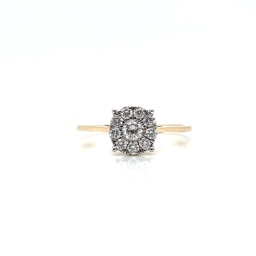 9ct Yellow Gold Starburst 0.33ct Cluster Ring