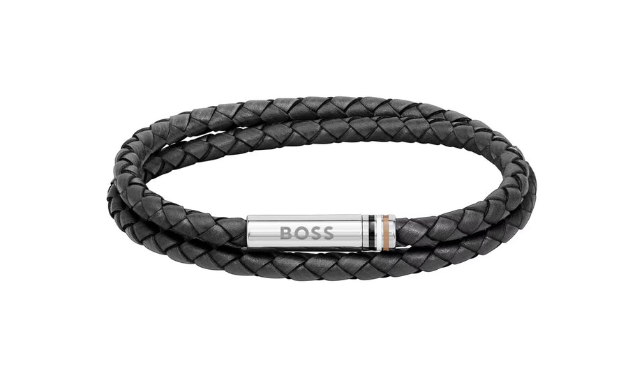 Gents BOSS Ares Black Leather Bracelet
1580489M
