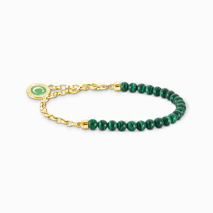 Thomas Sabo Member Charm bracelet with green beads yellow-gold plated