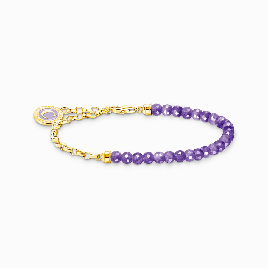 Thomas Sabo Member Charm bracelet with violet beads yellow-gold plated L19