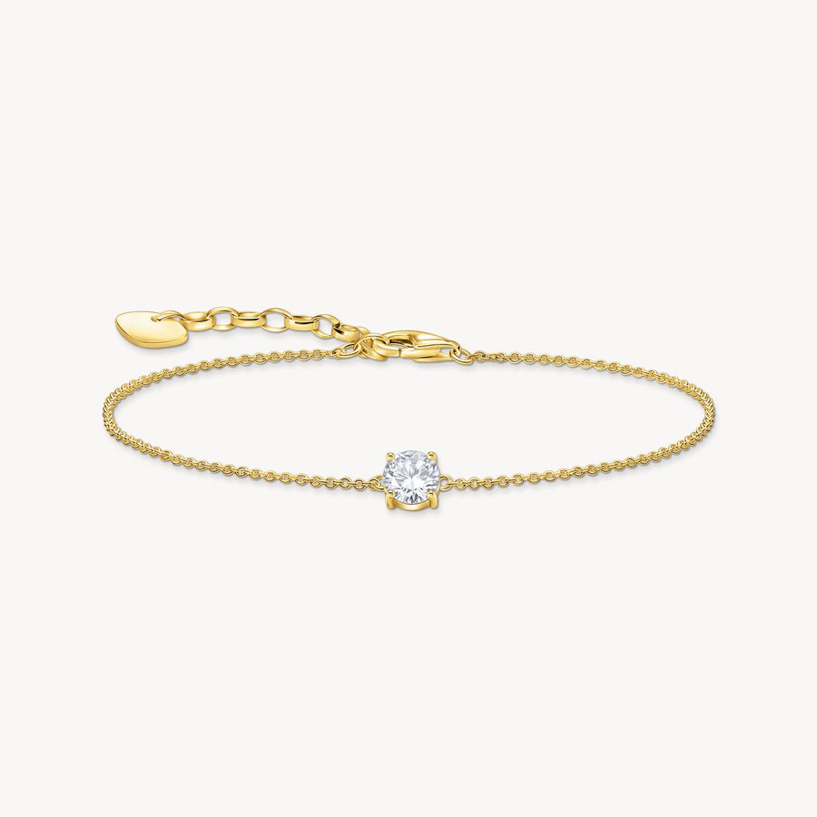 Gold-plated bracelet with white zirconia pendant