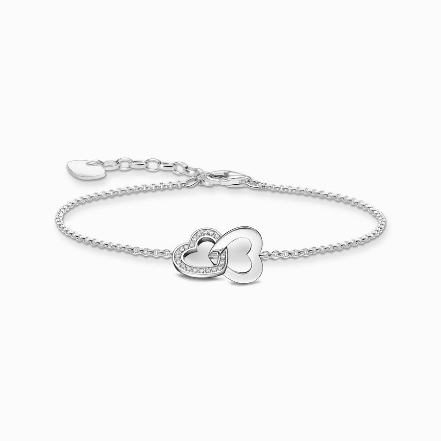 Thomas Sabo Silver bracelet with intertwined hearts pendant