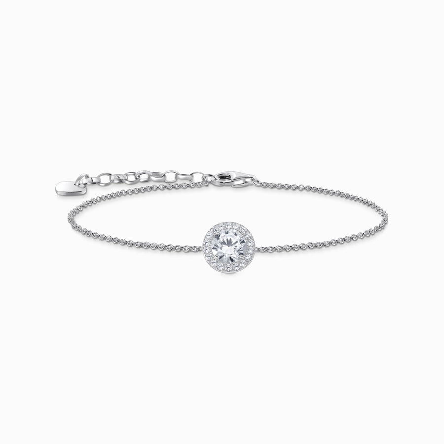 Thomas Sabo Silver bracelet with halo pendant and white zirconia