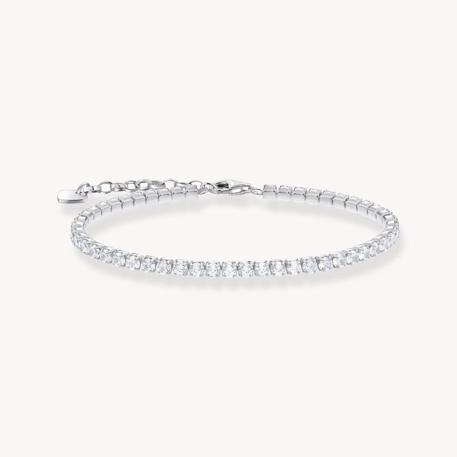 Silver tennis bracelet with white zirconia
