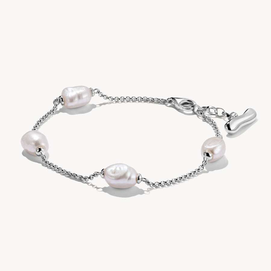 Silver bracelet with freshwater pearls Natural Beauty