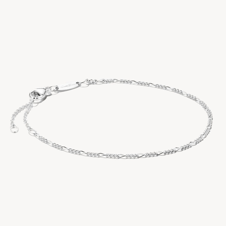 Charm bracelet Figaro design silver