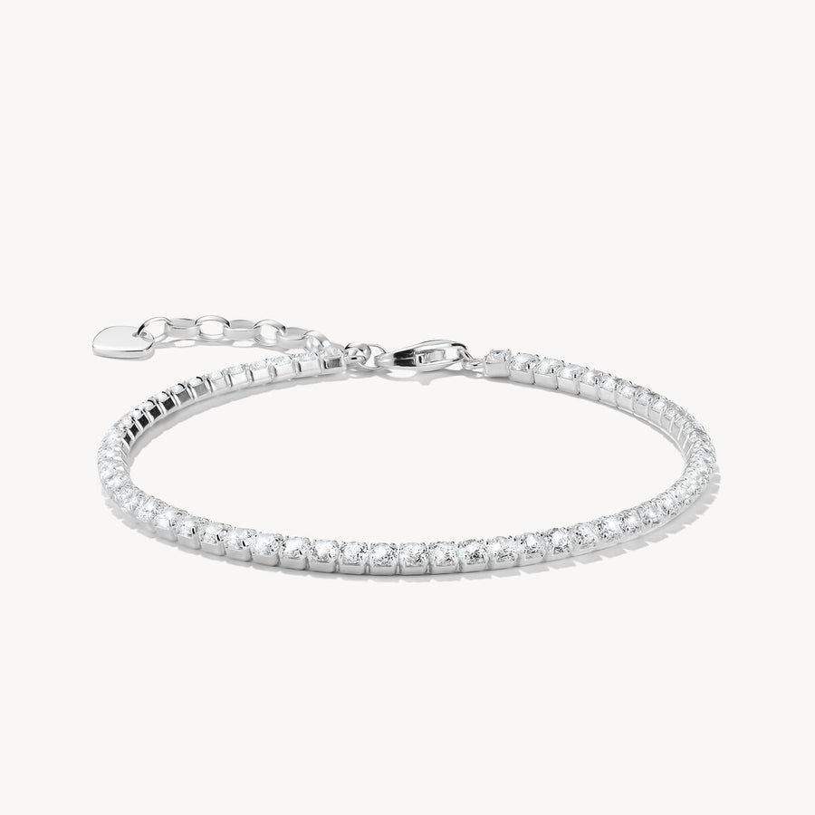 Silver bracelet with white zirconia stones