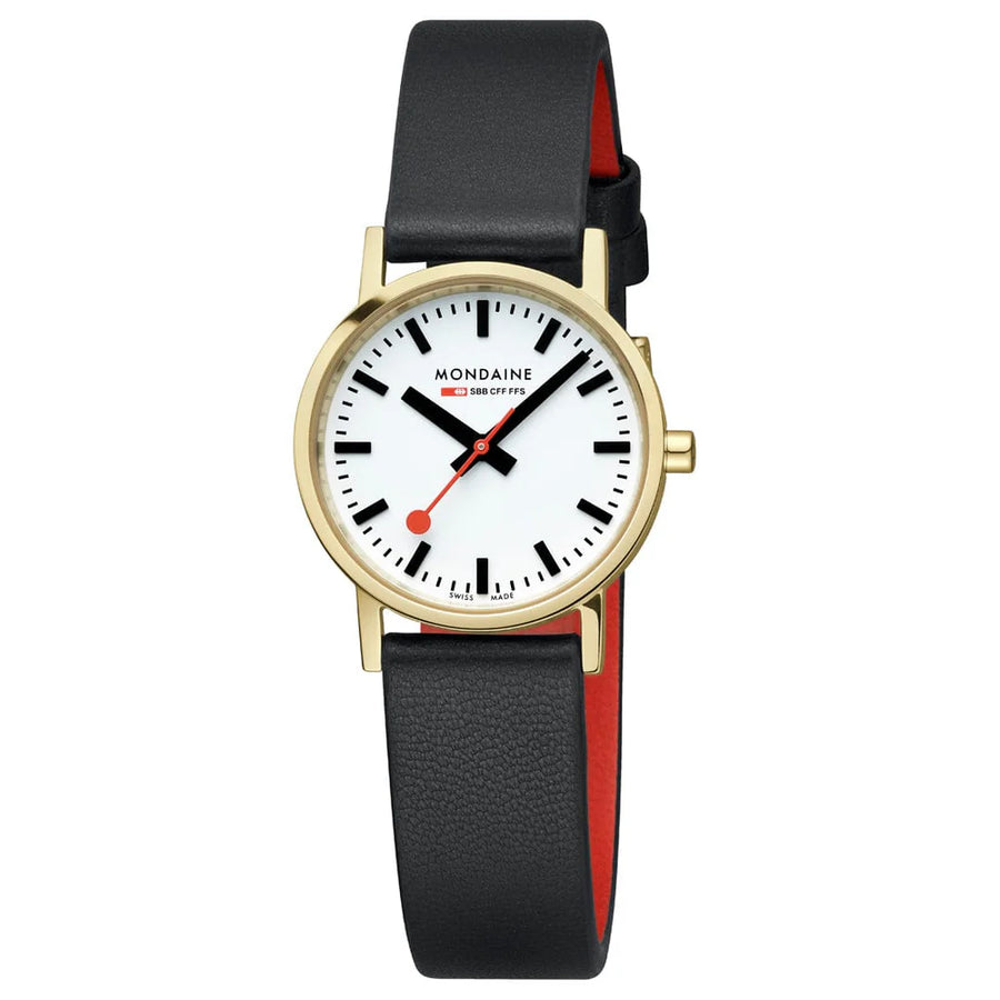 Mondaine 30mm White Dial  Black vegan Strap