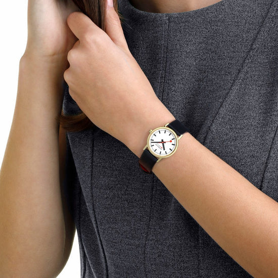 Mondaine 30mm White Dial  Black vegan Strap