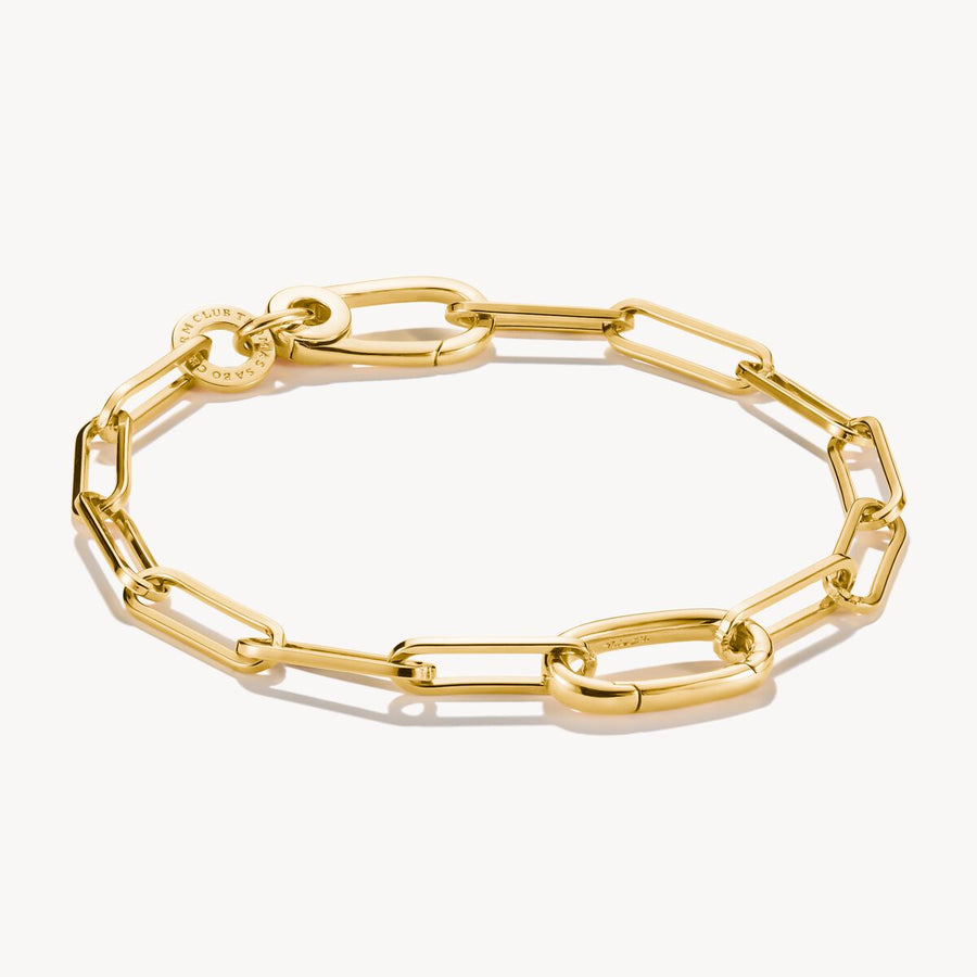 Charm bracelet paperclip with Connect link gold-plated
