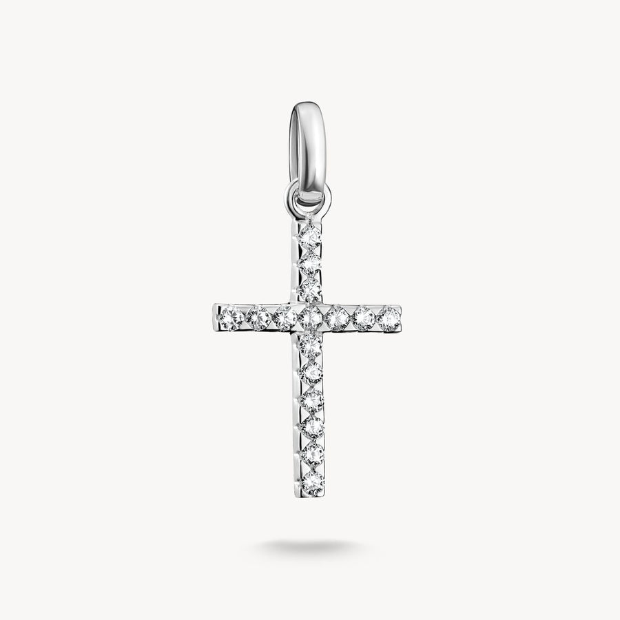 Thomas Sabo Charm pendant Cross with stones Connect silver