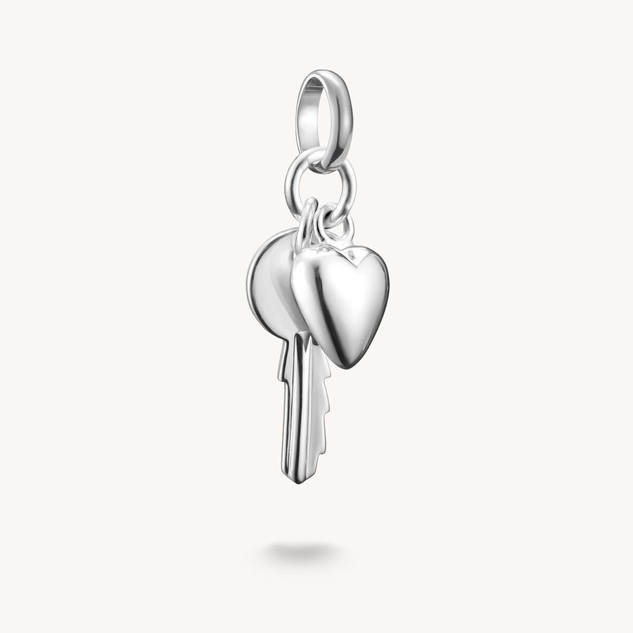 Charm pendant key with heart Connect silver