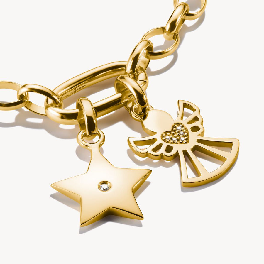 Thomas Sabo Charm pendent star with white stone Connect gold-plated