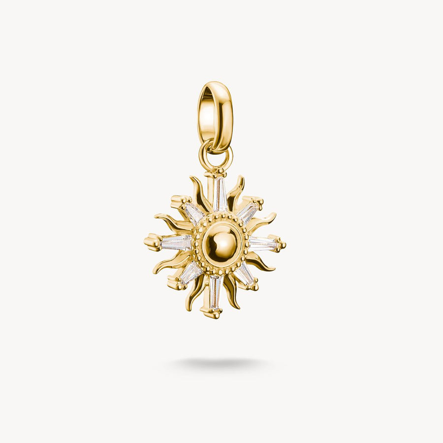 Thomas Sabo Charm pendant sun with stones Connect gold-plated