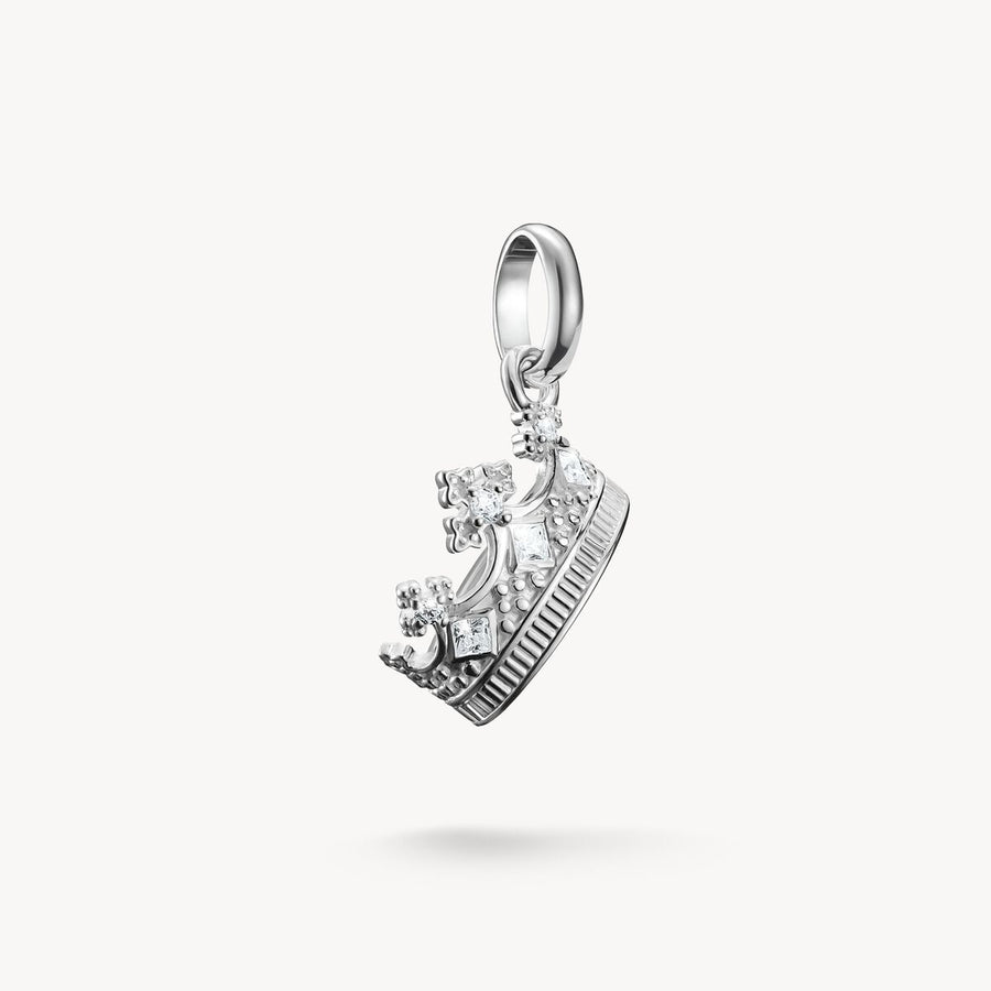 Charm pendant crown with stones Connect silver