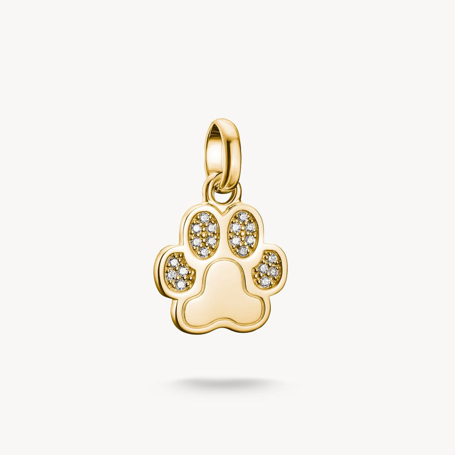 Thomas Sabo Charm pendant paw with stones Connect gold-plated