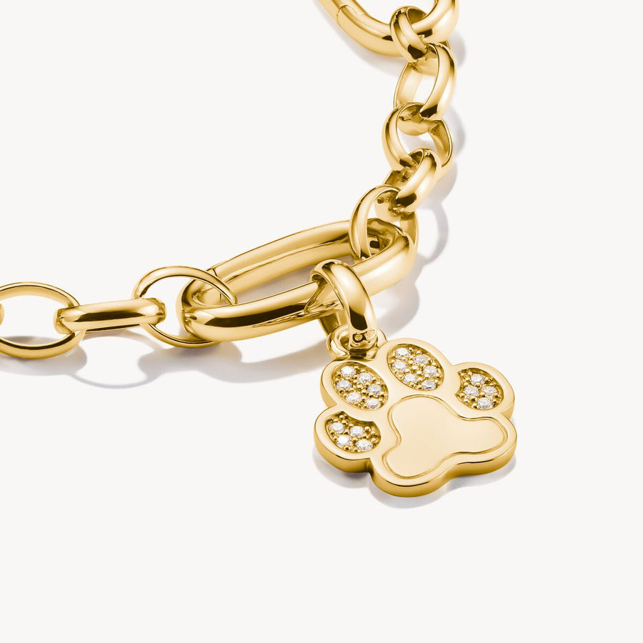 Thomas Sabo Charm pendant paw with stones Connect gold-plated