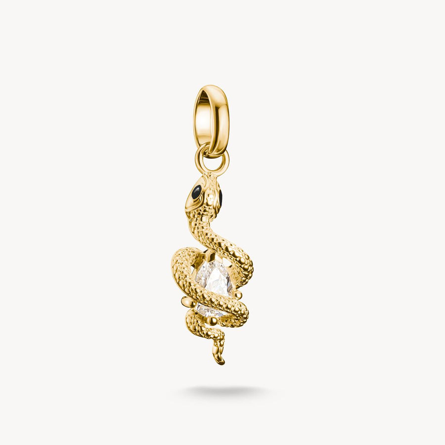 Thomas Sabo Charm pendant snake with stone Connect gold-plated