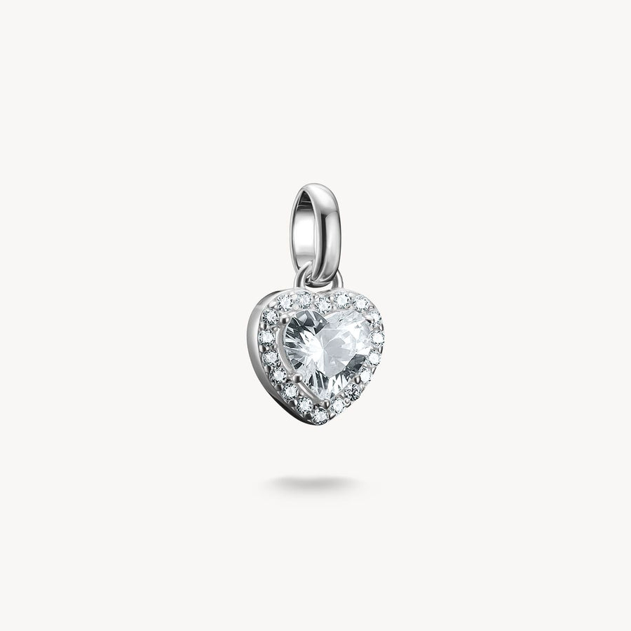 Charm pendant heart with stones Connect silver