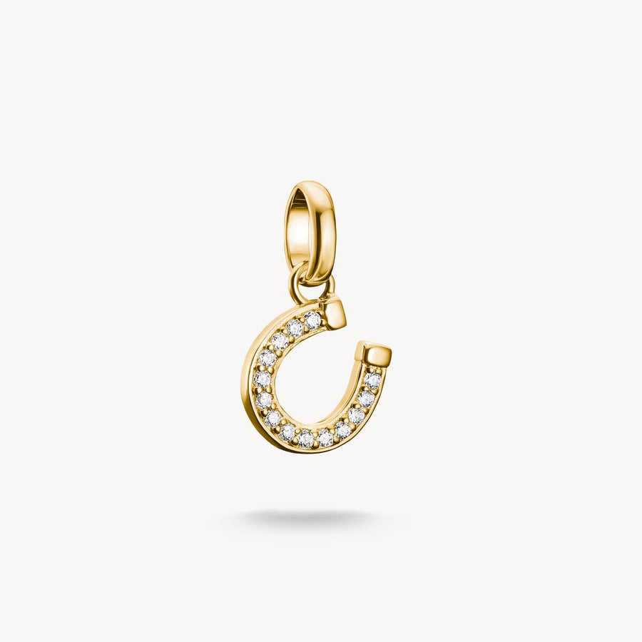 Thomas Sabo Charm pendant horseshoe with stones Connect gold-plated