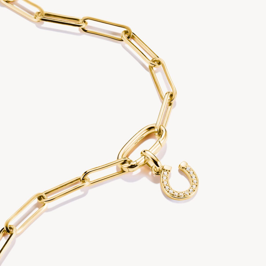 Thomas Sabo Charm pendant horseshoe with stones Connect gold-plated