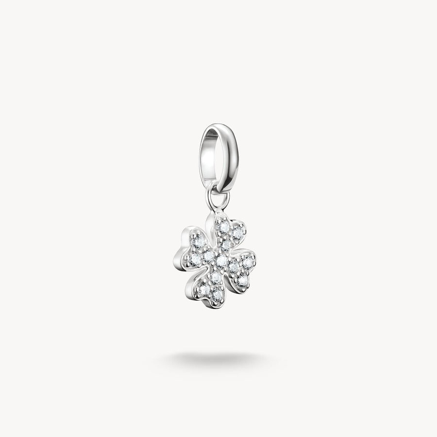 Thomas Sabo Charm pendant lucky clover with stones Connect silver