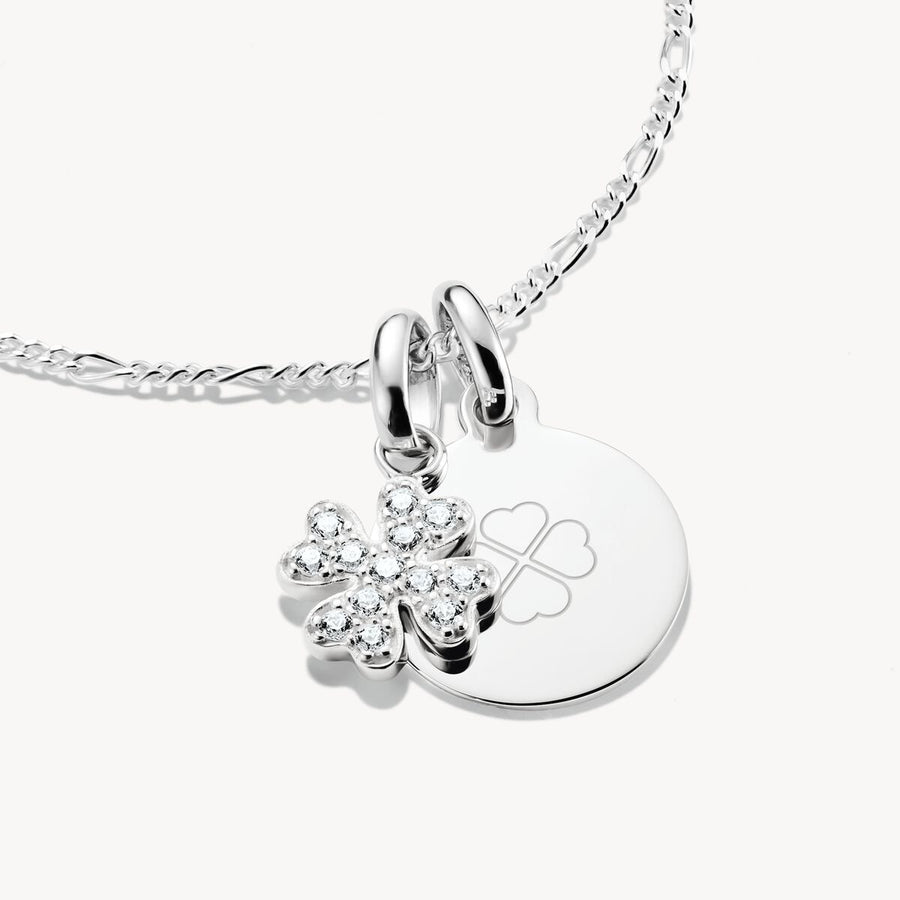 Thomas Sabo Charm pendant lucky clover with stones Connect silver