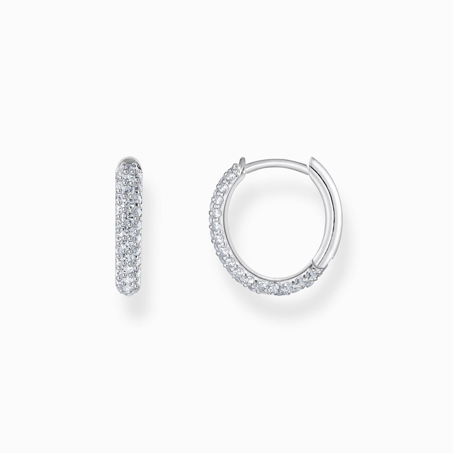 Thomas Sabo Silver hoop earrings with white zirconia pavé