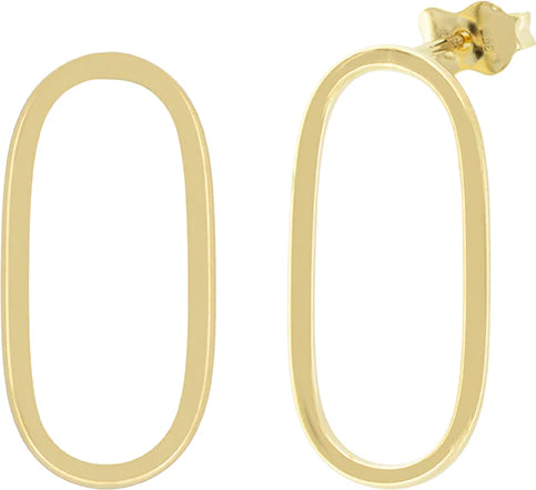 9ct Yellow Gold 22mm Open Oval Stud Earrings