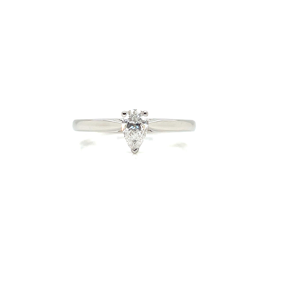 Platinum Pear Cut Diamond Engagement Ring 0.32ct E, VS1