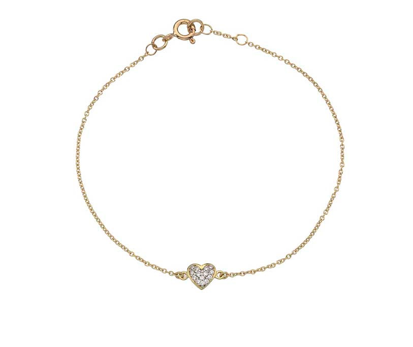 9ct yellow curteis collection 06 Solid Heart With CZ Bracelet