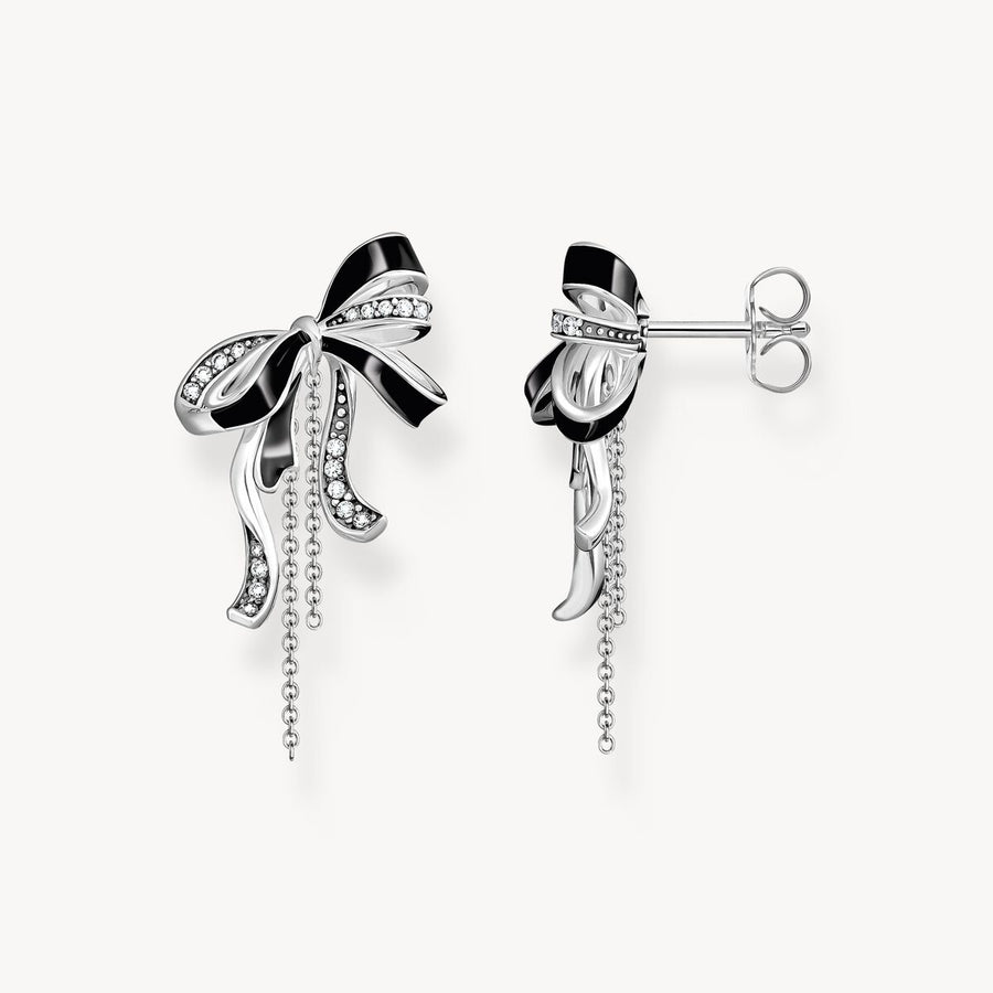 Silver bow stud earrings Lovely Romance