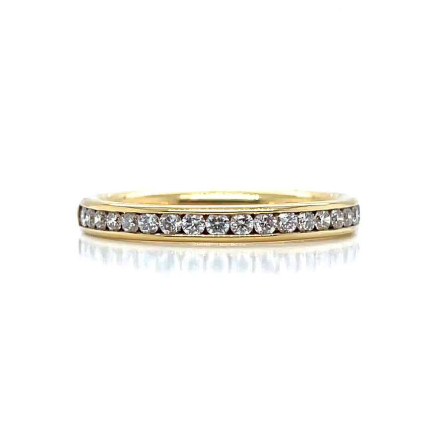 18ct Yellow Gold Round Brilliant Half Eternity Diamond Ring .33ct Size M