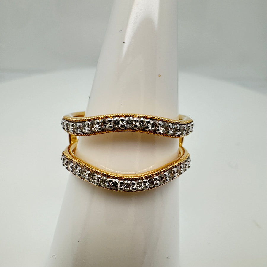 18ct Yellow Gold Pave Set 2 row curve  Diamond  Eternity Ring .31ct