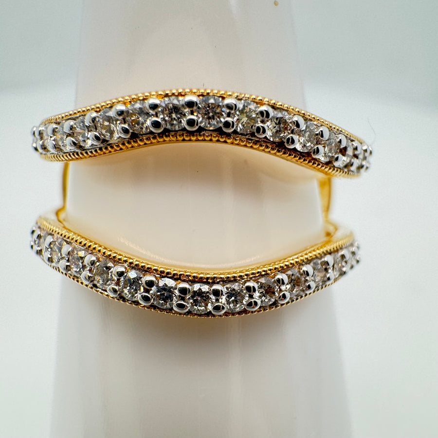 18ct Yellow Gold Pave Set 2 row curve  Diamond  Eternity Ring .31ct