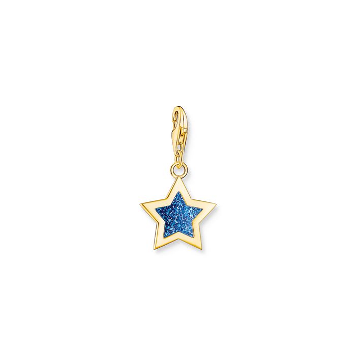 Thomas Sabo Star With Dark Blue Enamel Charm Pendant silver Gold Plated