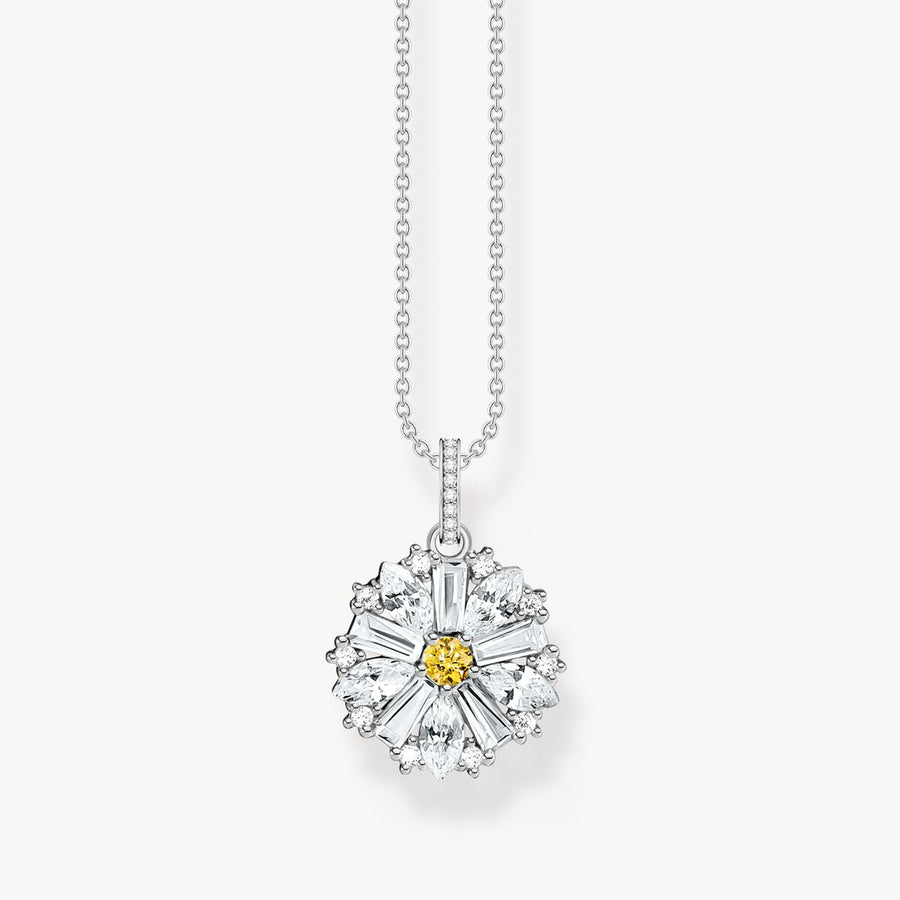 Silver flower necklace with pendant Lovely Daisy