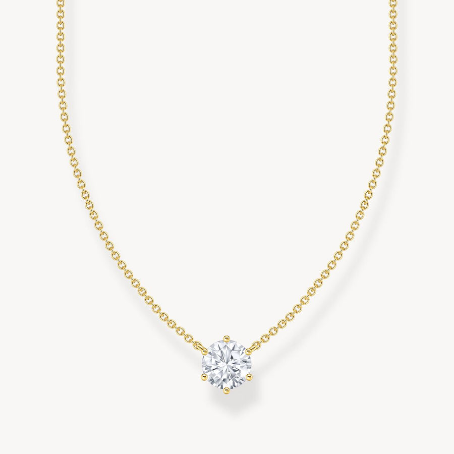 Gold-plated necklace with white zirconia pendant