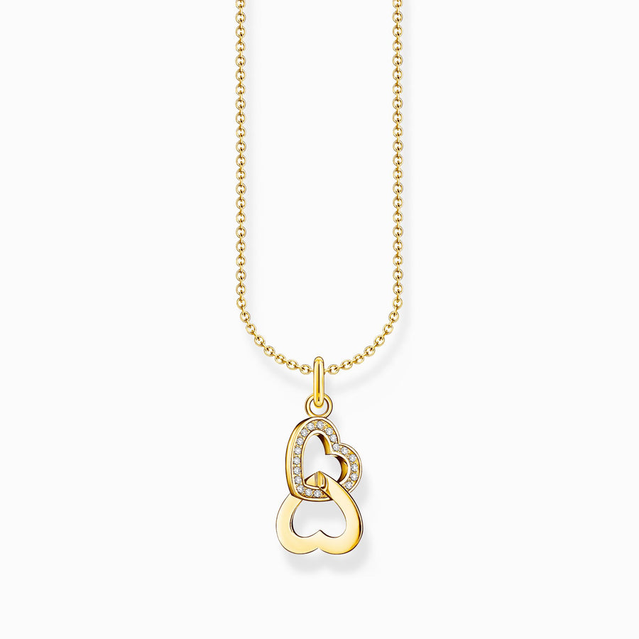 Thomas Sabo Silver necklace with intertwined hearts pendant and zirconia Gold Plated