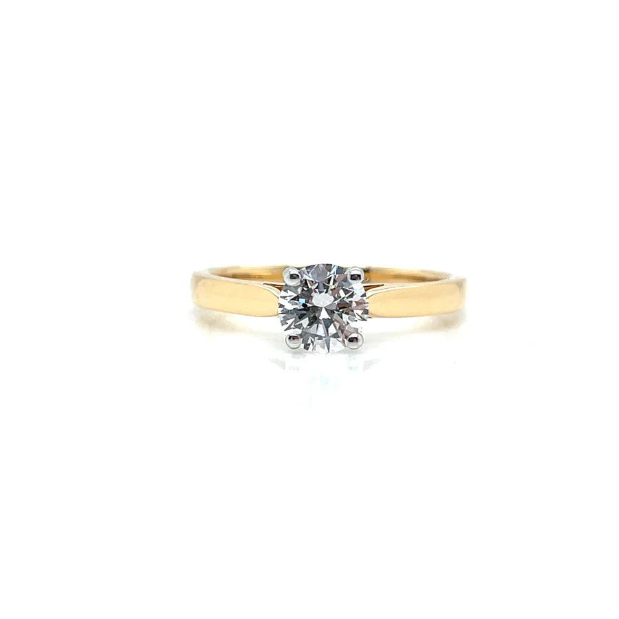 18ct Yellow Gold Brilliant cut, Lab Grown Diamond Ring .65Ct E VSI