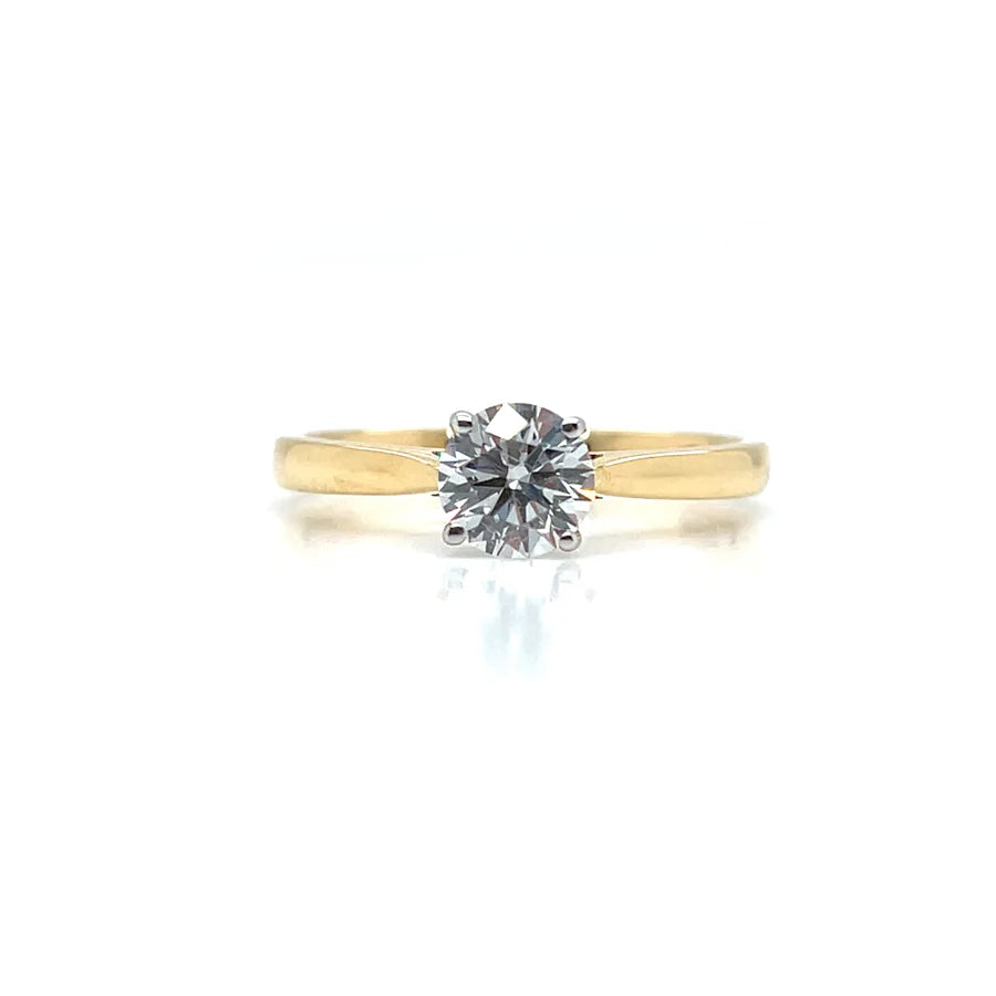 18ct Yellow Gold Brilliant cut, Lab Grown Diamond Ring .66Ct E VSI