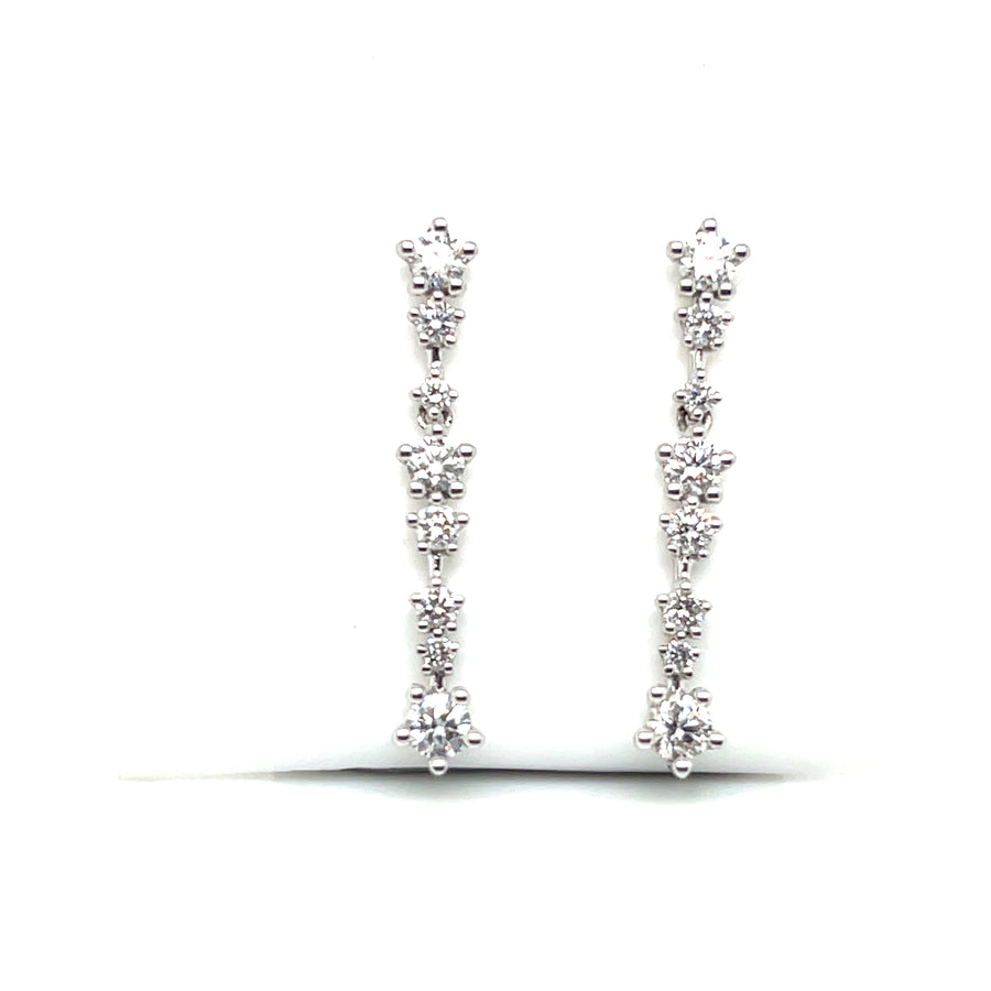 18ct White Gold Dangly Diamond Earrings .35ct each ear
