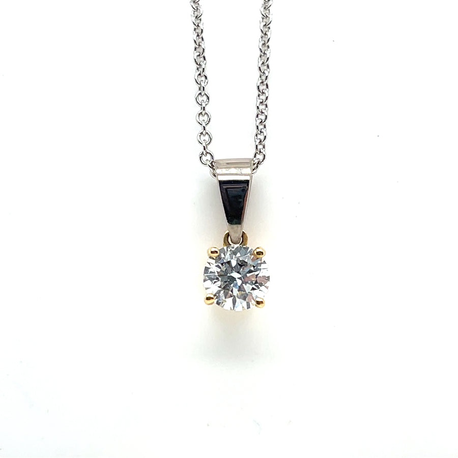 18ct Gold Round Brilliant Lab Grown Diamond pendant On   EVS1 0.53ct