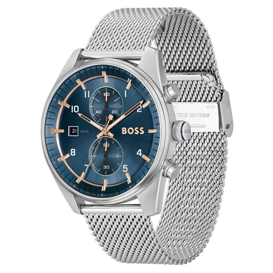 Gents BOSS Skytraveller Stainless Steel Chronograph Quartz Watch