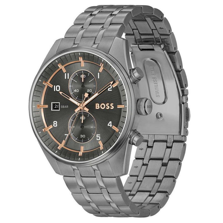 Gents BOSS Skytraveller Stainless Steel Chronograph Quartz Watch