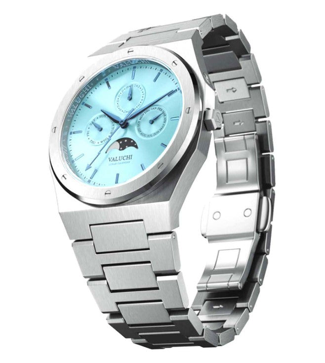 Valuchi Lunar Calendar quartz silver ice blue watch - 40mm